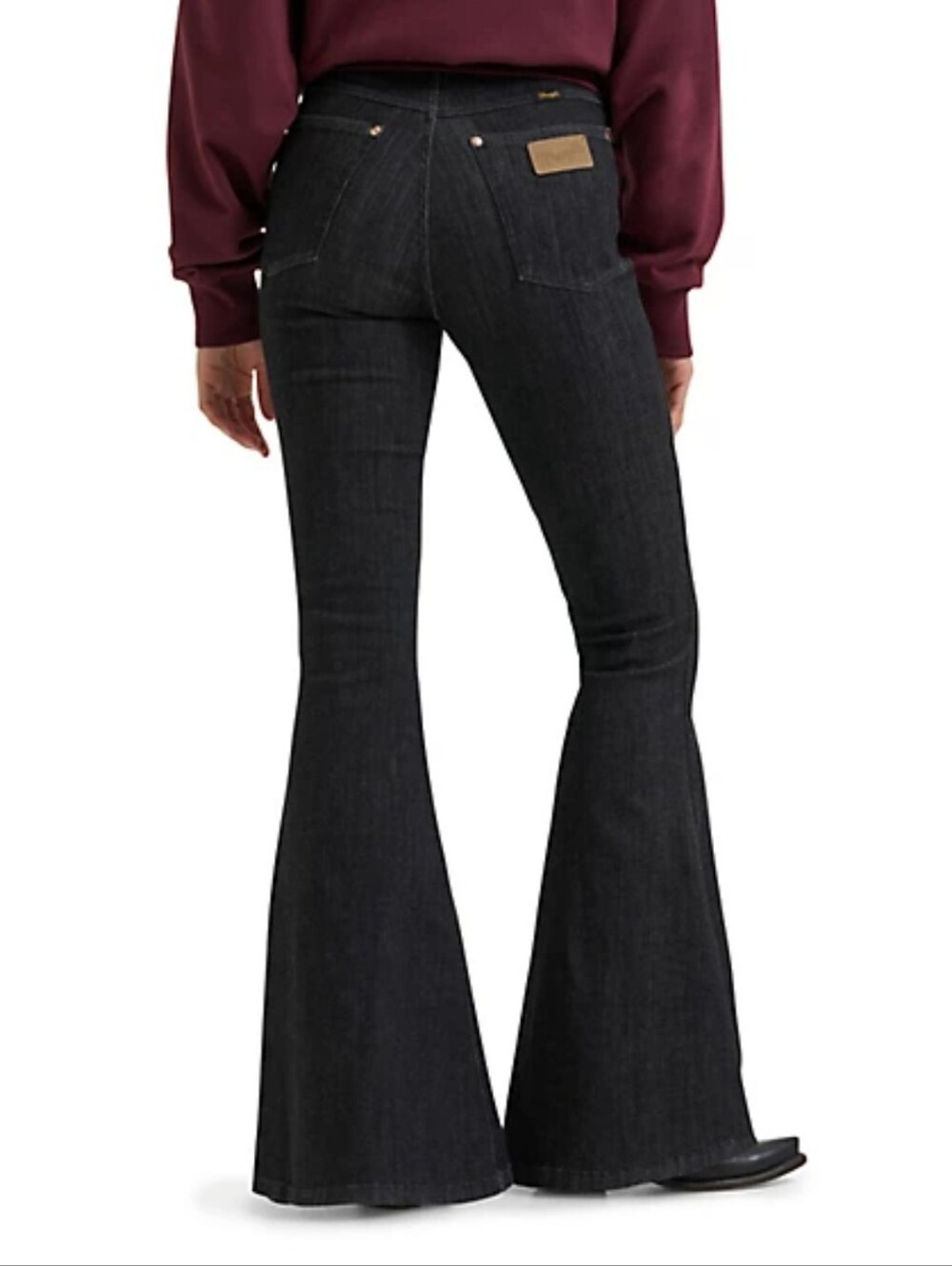 Lainey Wilson Wrangler Pull On Black Denim Bell Bottoms Flares 25x32 Jeans - Picture 3 of 10